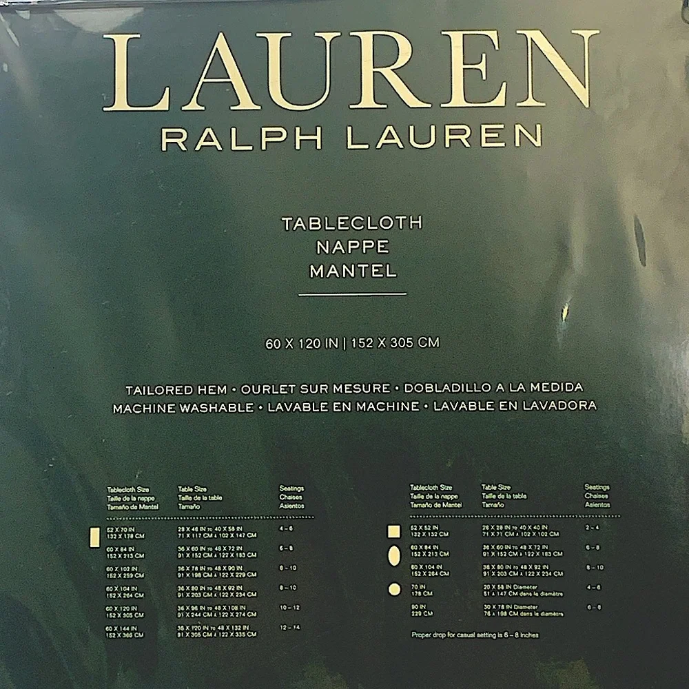 RALPH LAUREN CHAMBERS MEDALLION TABLECLOTH NEW 120 BY 60 OBLONG
